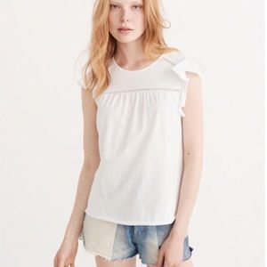 A&F White Flutter Top